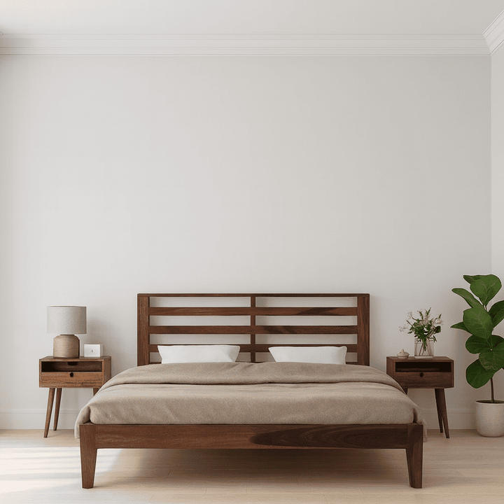 Kas solid wood King size walnut finish bed My Store