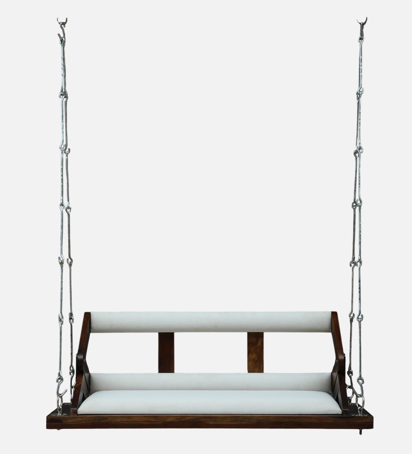 Premium Wooden Hanging Swing with Cushioned Seat – Modern Indoor Jhula in Walnut Finish - Ferrowoods