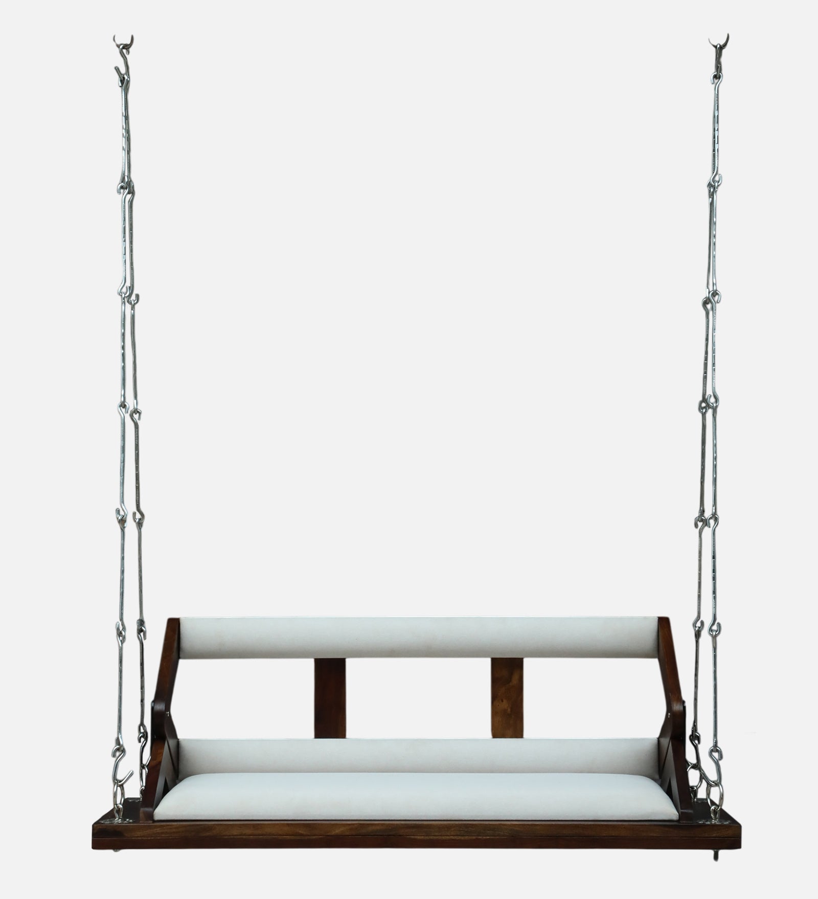 Premium Wooden Hanging Swing with Cushioned Seat – Modern Indoor Jhula in Walnut Finish - Ferrowoods
