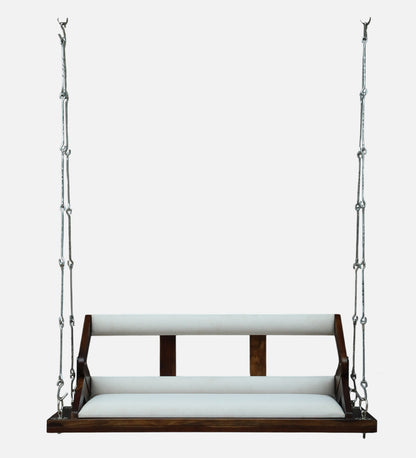 Premium Wooden Hanging Swing with Cushioned Seat – Modern Indoor Jhula in Walnut Finish - Ferrowoods