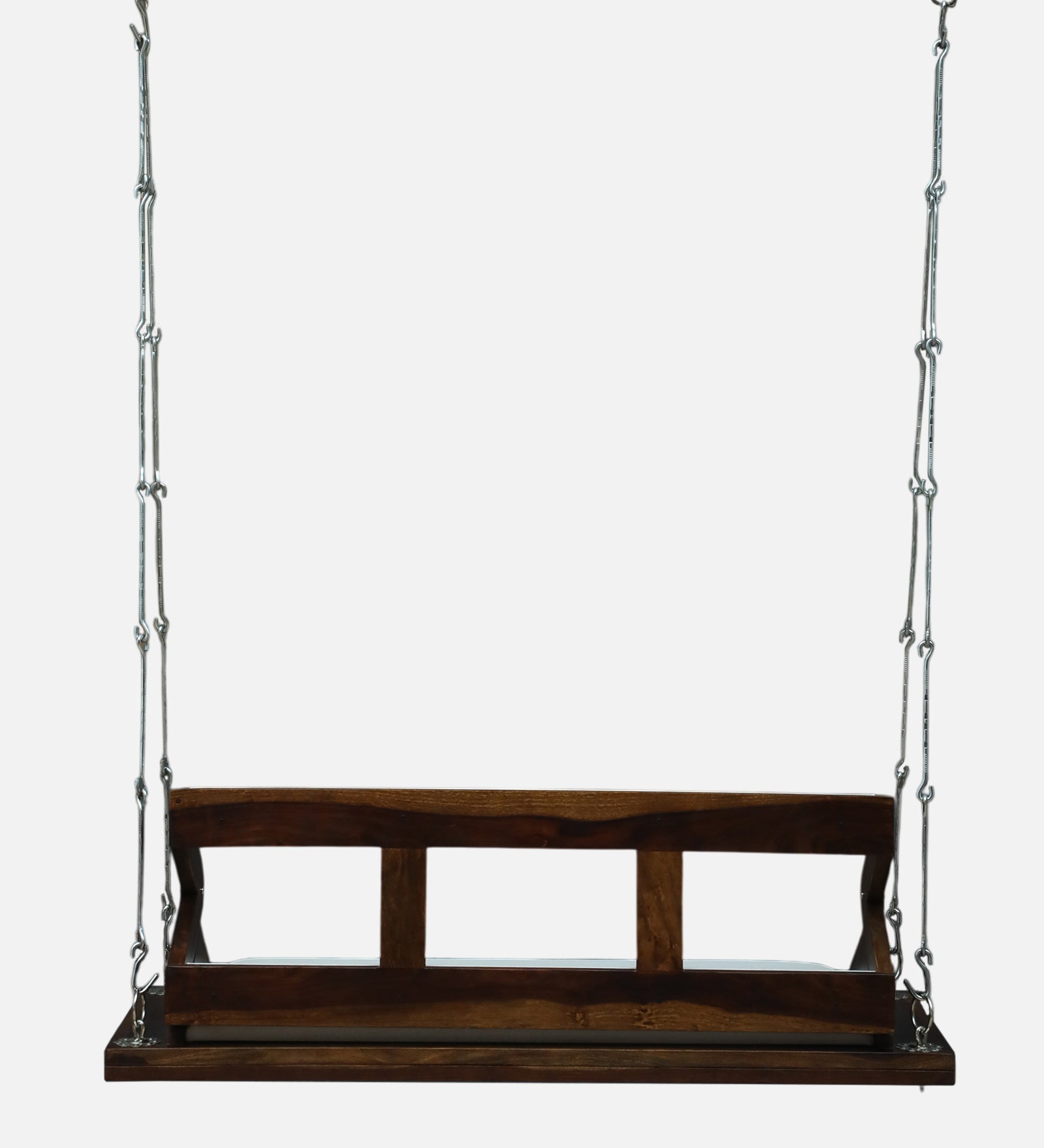 Premium Wooden Hanging Swing with Cushioned Seat – Modern Indoor Jhula in Walnut Finish - Ferrowoods