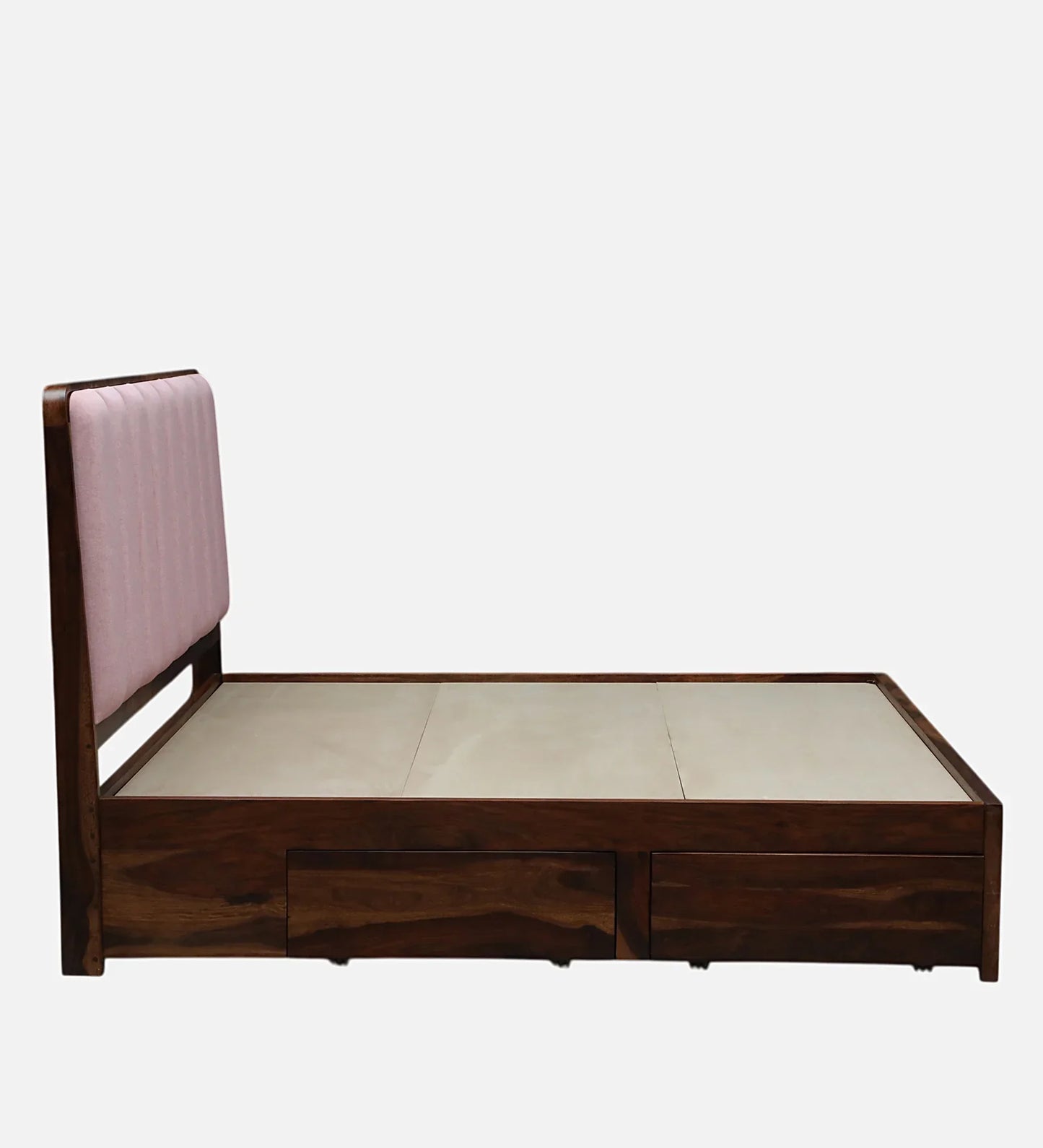 Solid Wood Bed with Upholstered Headboard and Storage Drawers - Ferrowoods