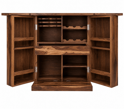 WOODEN BAR CABINET STORAGE VIEW