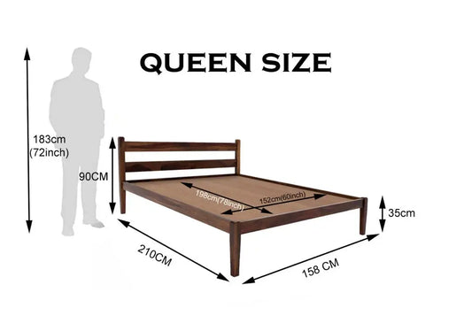 Ally solid wood queen size bed walnut finish My Store