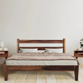 Ally solid wood queen size bed walnut finish My Store