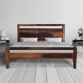 Alpha solid wood queen size bed walnut finish My Store