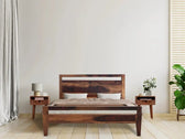 Alpha solid wood queen size bed walnut finish My Store