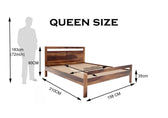 Alpha solid wood queen size bed walnut finish My Store