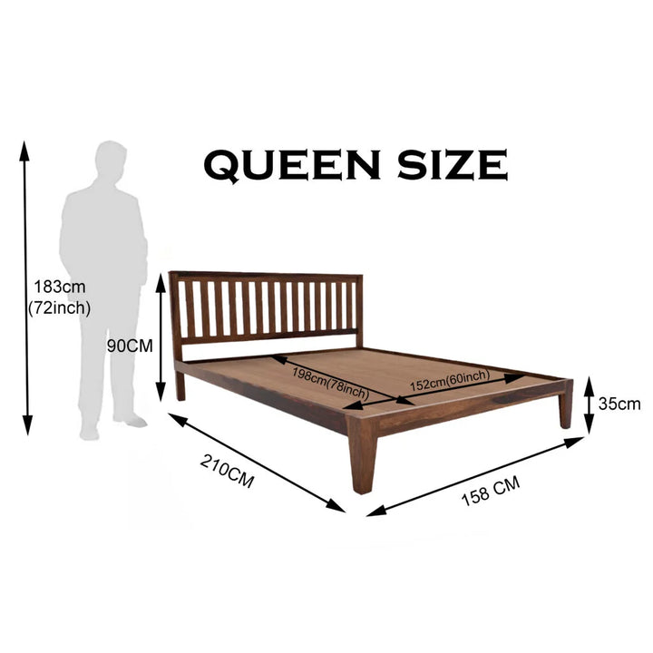Kith Solid Wood Queen Size Bed Walnut Finish My Store