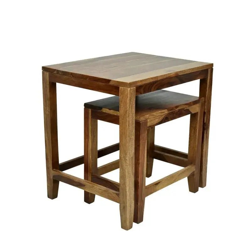 ALLOY END TABLE SHEESHAM WOOD WALNUT FINISH -