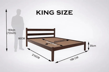 Ally solid wood king size walnut finish bed -