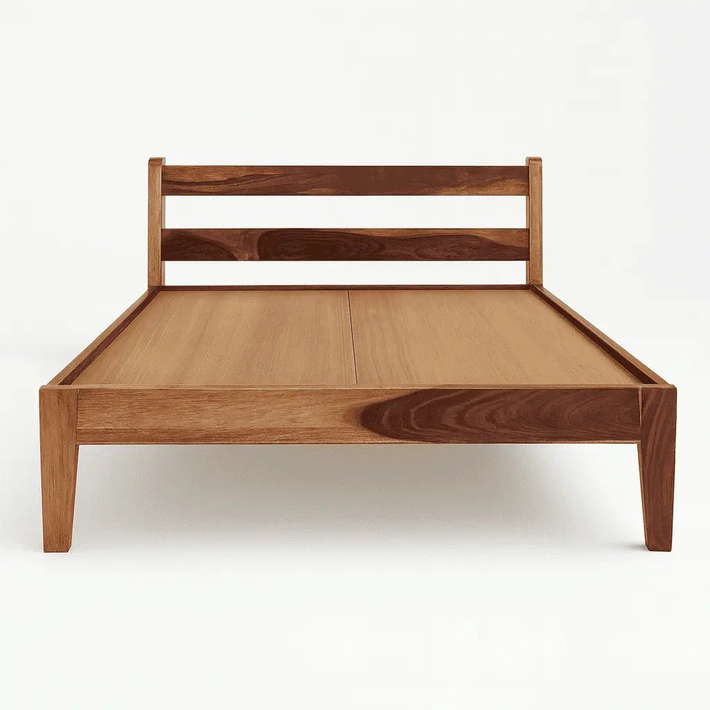 Ally solid wood queen size bed walnut finishqueen size bedFerrowoods