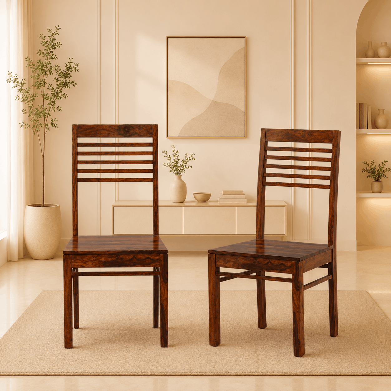 amigo chairs in creamy living room background