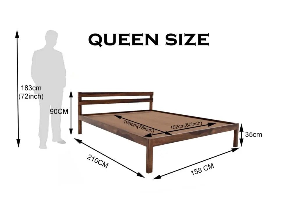 Aqua solid wood queen size bed walnut finishFerrowoods