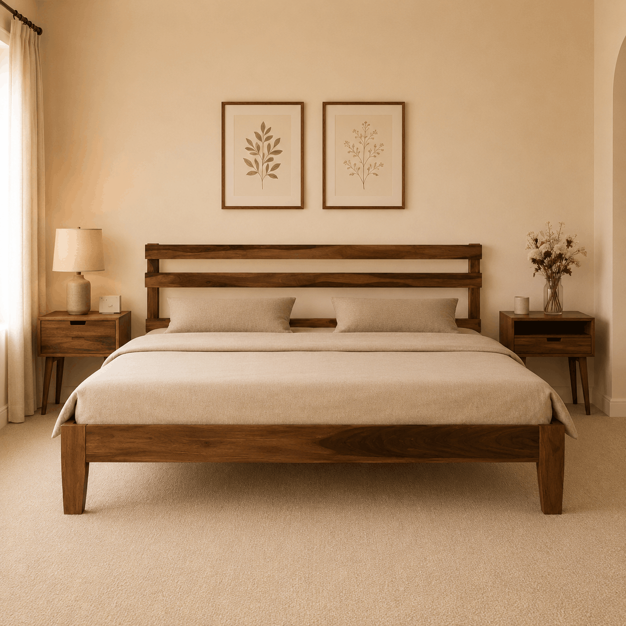 aqua bed in beigh background 