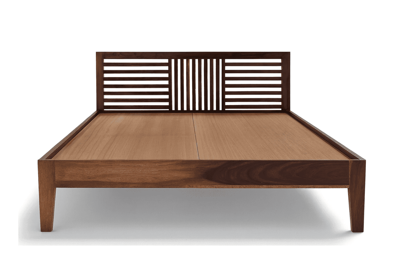 Aura solid wood queen size bed walnut finishFerrowoods
