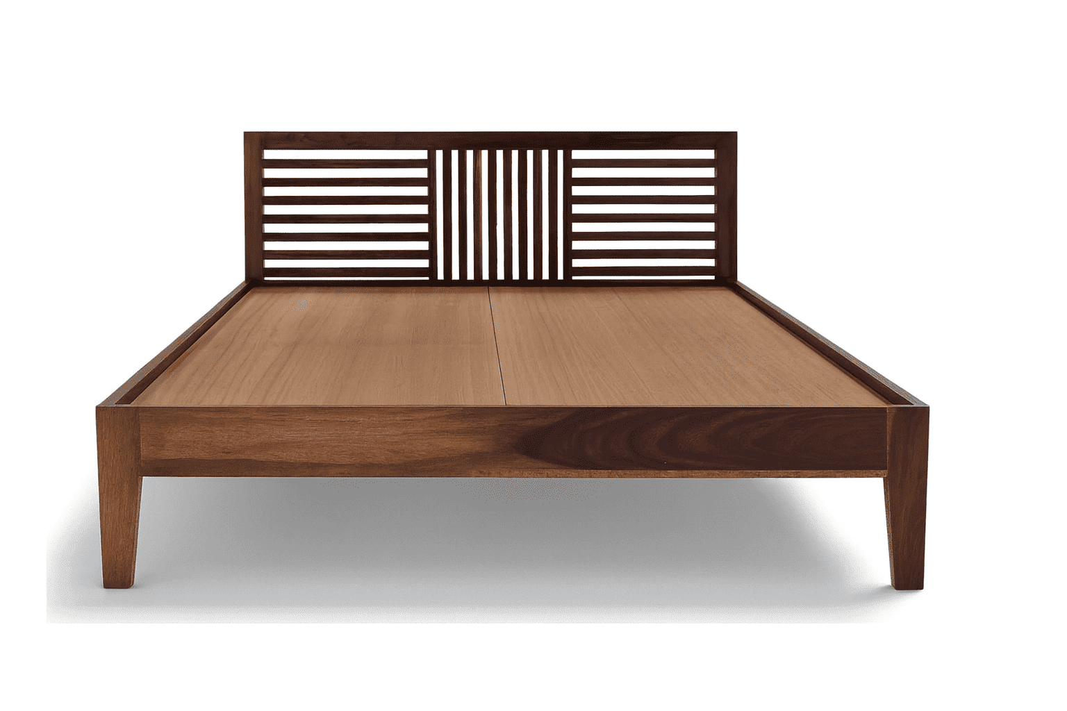 Aura solid wood queen size bed walnut finishFerrowoods