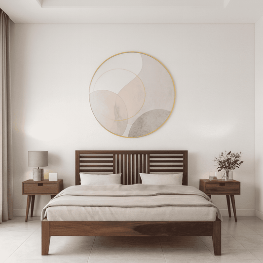 Aura solid wood queen size bed walnut finishFerrowoods