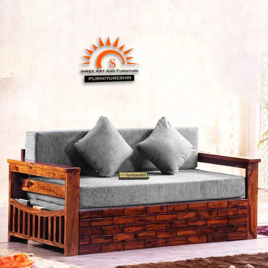 BRICK SOLID WOOD SOFA CUM BED WITH STORAGESOFA CUM BEDFerrowoods