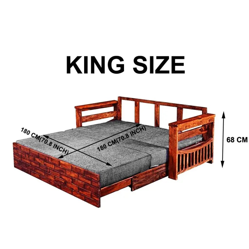 BRICK SOLID WOOD SOFA CUM BED WITH STORAGESOFA CUM BEDFerrowoods