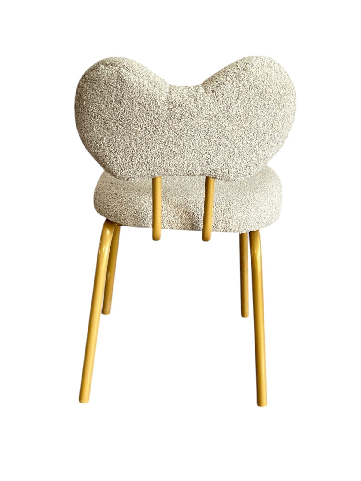 Chair with textured backrest and wooden legs on a white background