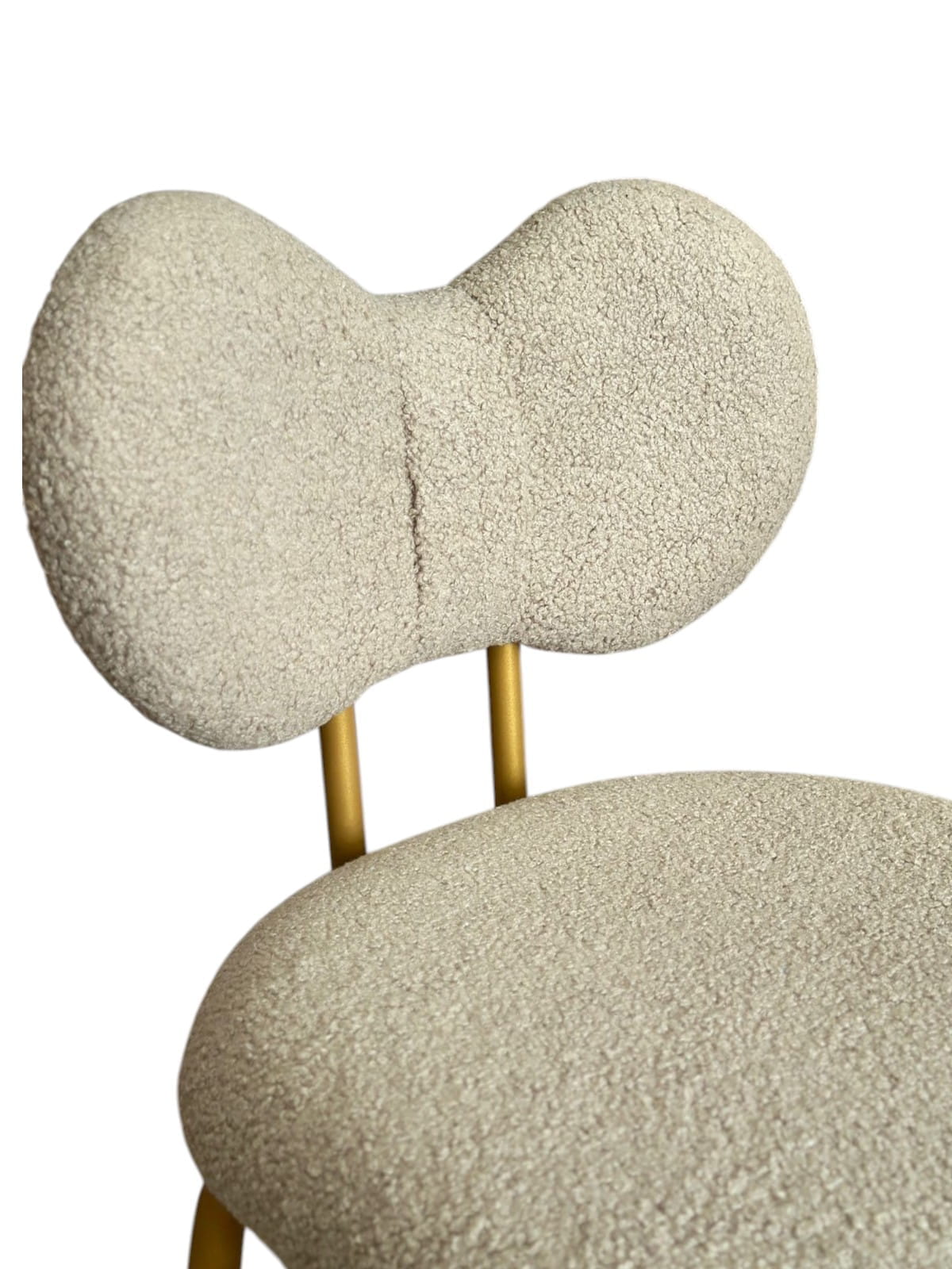 Chair with textured beige backrest and seat on a white background
