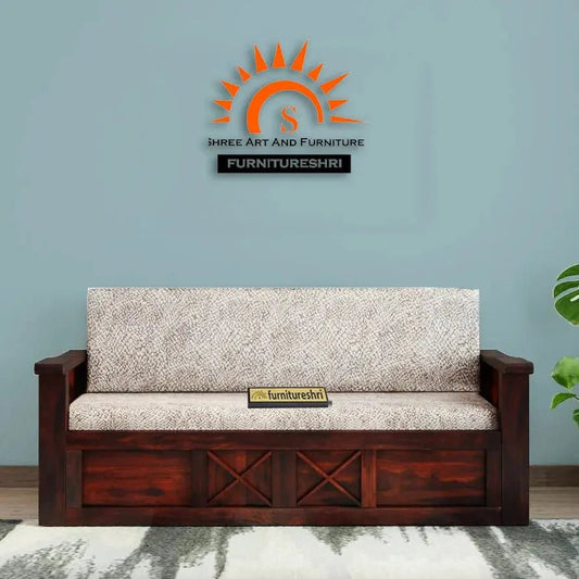CROSS SOLID WOOD SOFA CUM BED WITH STORAGESOFA CUM BEDFerrowoods