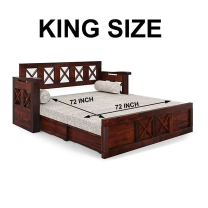 CROSS SOLID WOOD SOFA CUM BED WITH STORAGESOFA CUM BEDFerrowoods