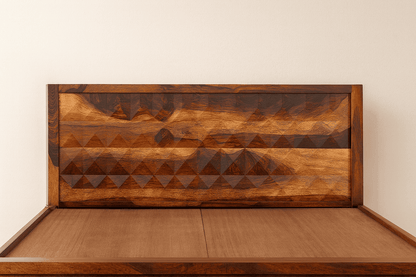 Diamond solid wood queen size bed walnut finishFerrowoods