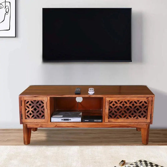DURY TV UNIT SOLID WOOD HONEY FINISH -