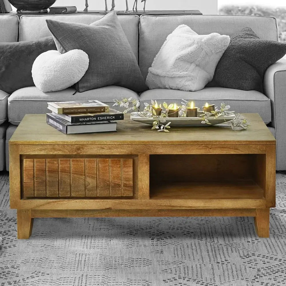 ELITE SOLID WOOD COFFEE TABLE NATURAL FINISH -