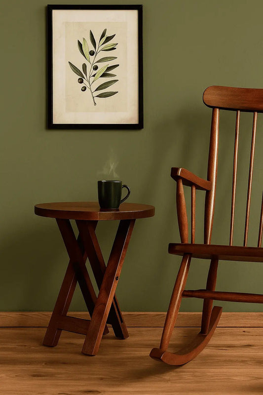 FREYA FOLDING END TABLE MULTY USE TABLE SPACE SAVING BRWON FINISH -