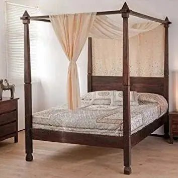 furnitureshri solid wood poster bed in walnut finishFerrowoods