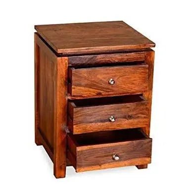 FURNITURESHRI SOLID WOODEN BED SIDE WITH THREE DRAWERSFerrowoods