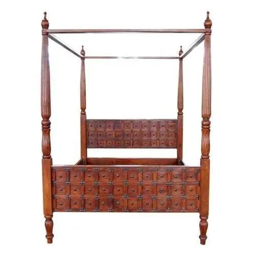 furnitureshri solid wooden poster bed in honey finishFerrowoods