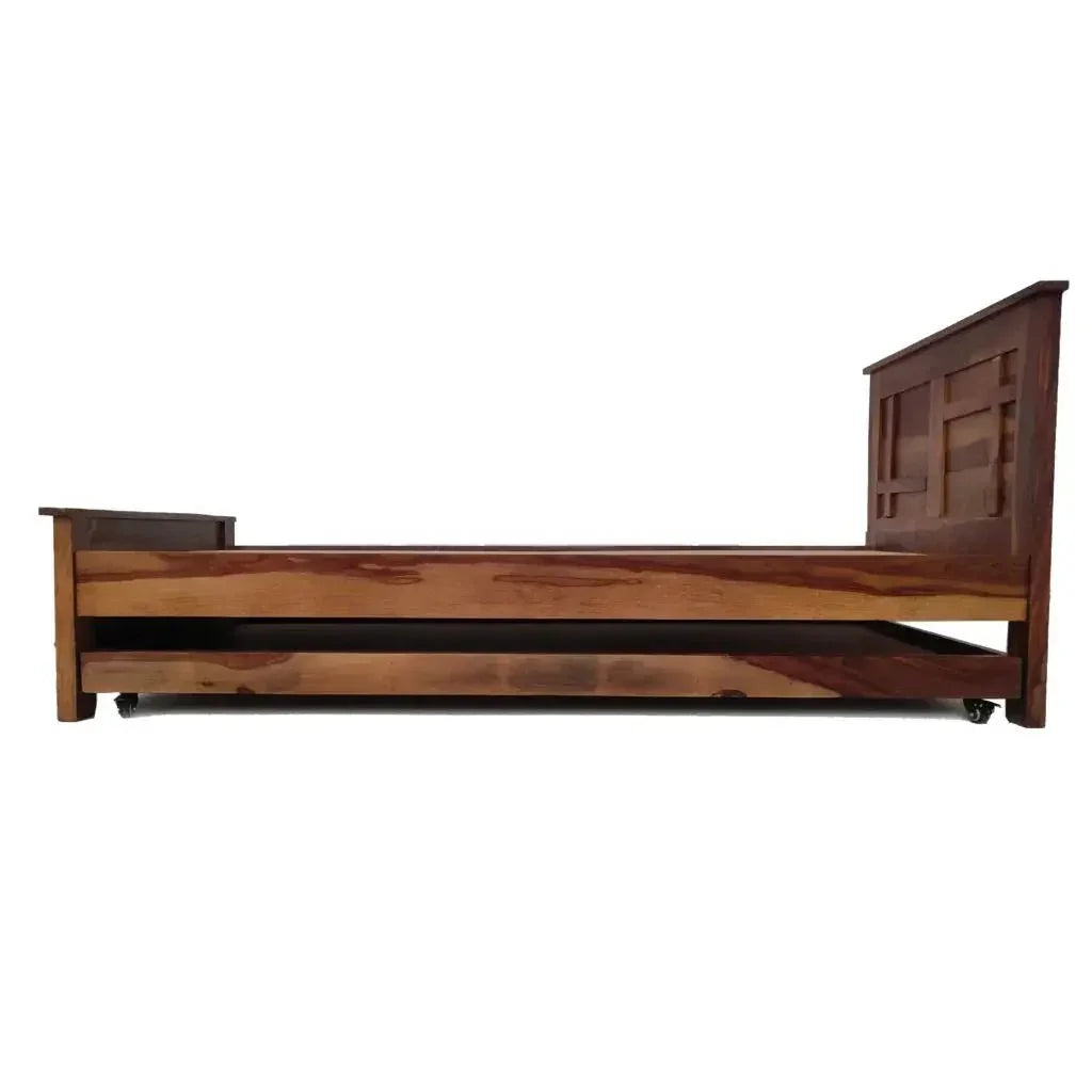FURY SOLID WOOD SINGLE BED IN WALNUT FINISH - Ferrowoods