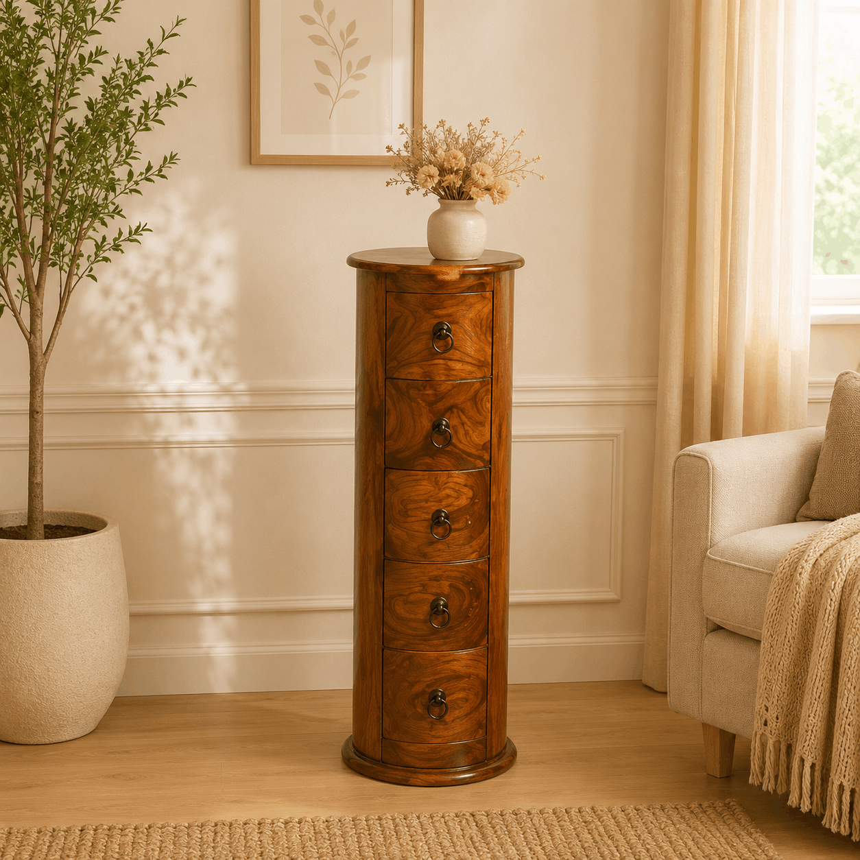 garly chest of drawer in honey oak finish