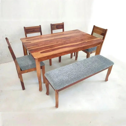 GEM SQUARE DINING SET WITH BENCH IN WALNUT FINISH - Ferrowoods