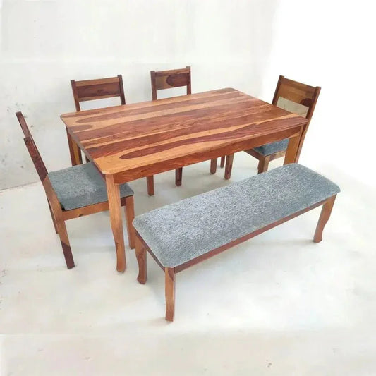 GEM SQUARE DINING SET WITH BENCH IN WALNUT FINISH - Ferrowoods