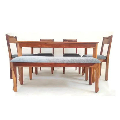 GEM SQUARE DINING SET WITH BENCH IN WALNUT FINISH - Ferrowoods