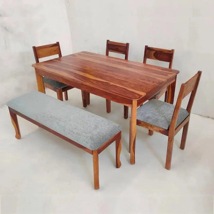 GEM SQUARE DINING SET WITH BENCH IN WALNUT FINISH - Ferrowoods
