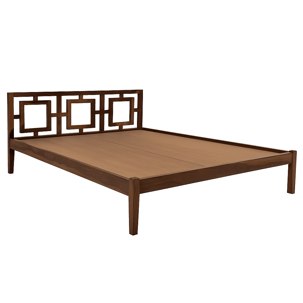 Gorry solid wood King size walnut finish bedFerrowoods