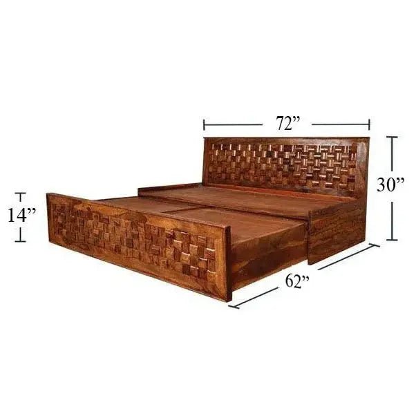 Premium Solid Wood Sofa Bed with Handcrafted Panel Design -