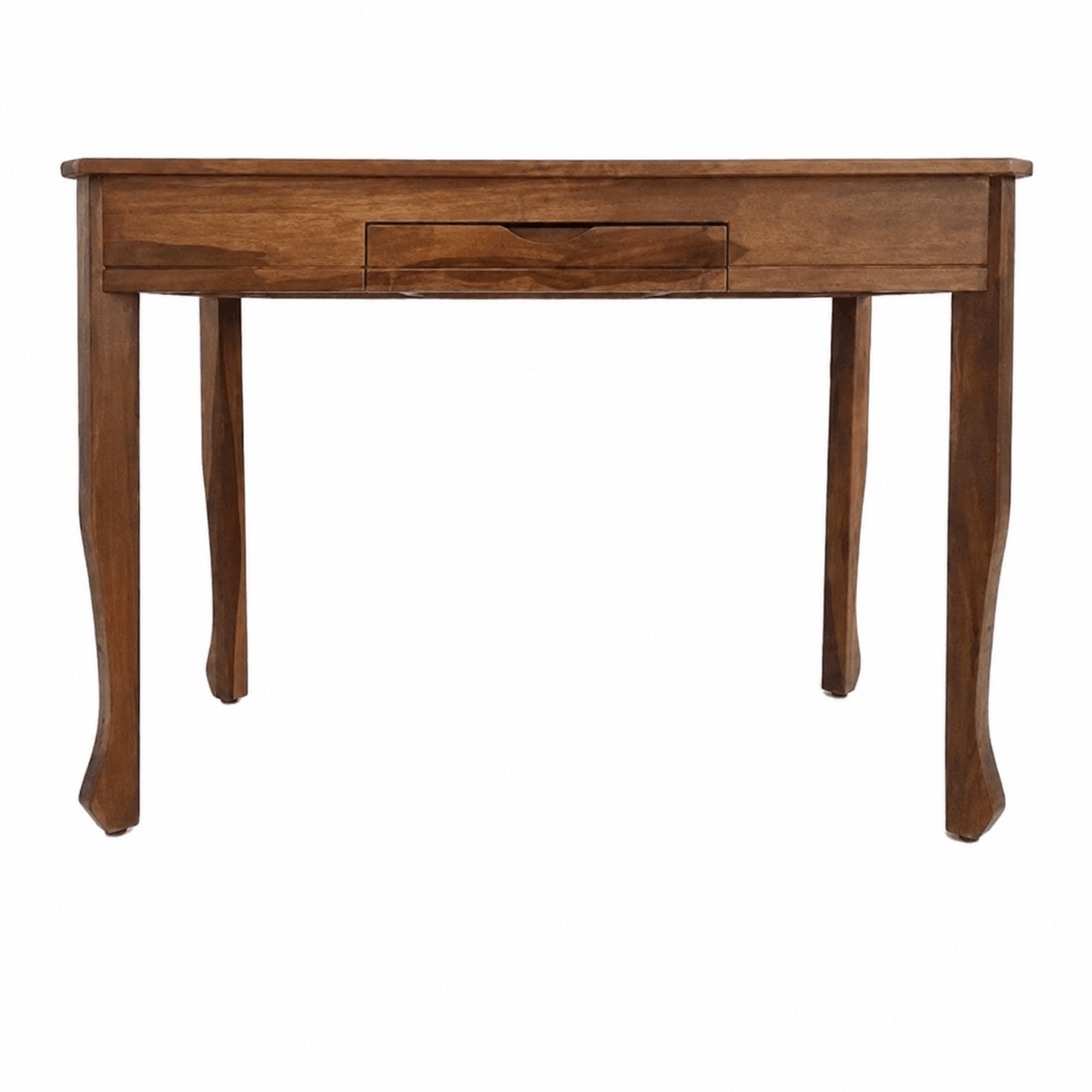 Wooden desk with two drawers on a white background