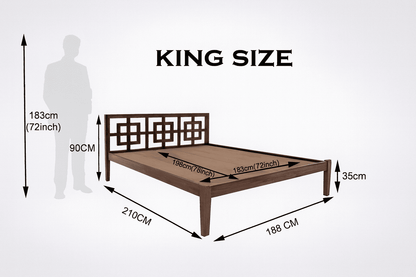 indy solid wood King size walnut finish bedFerrowoods
