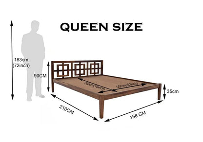 indy solid wood queen size bed walnut finishqueen size bedFerrowoods