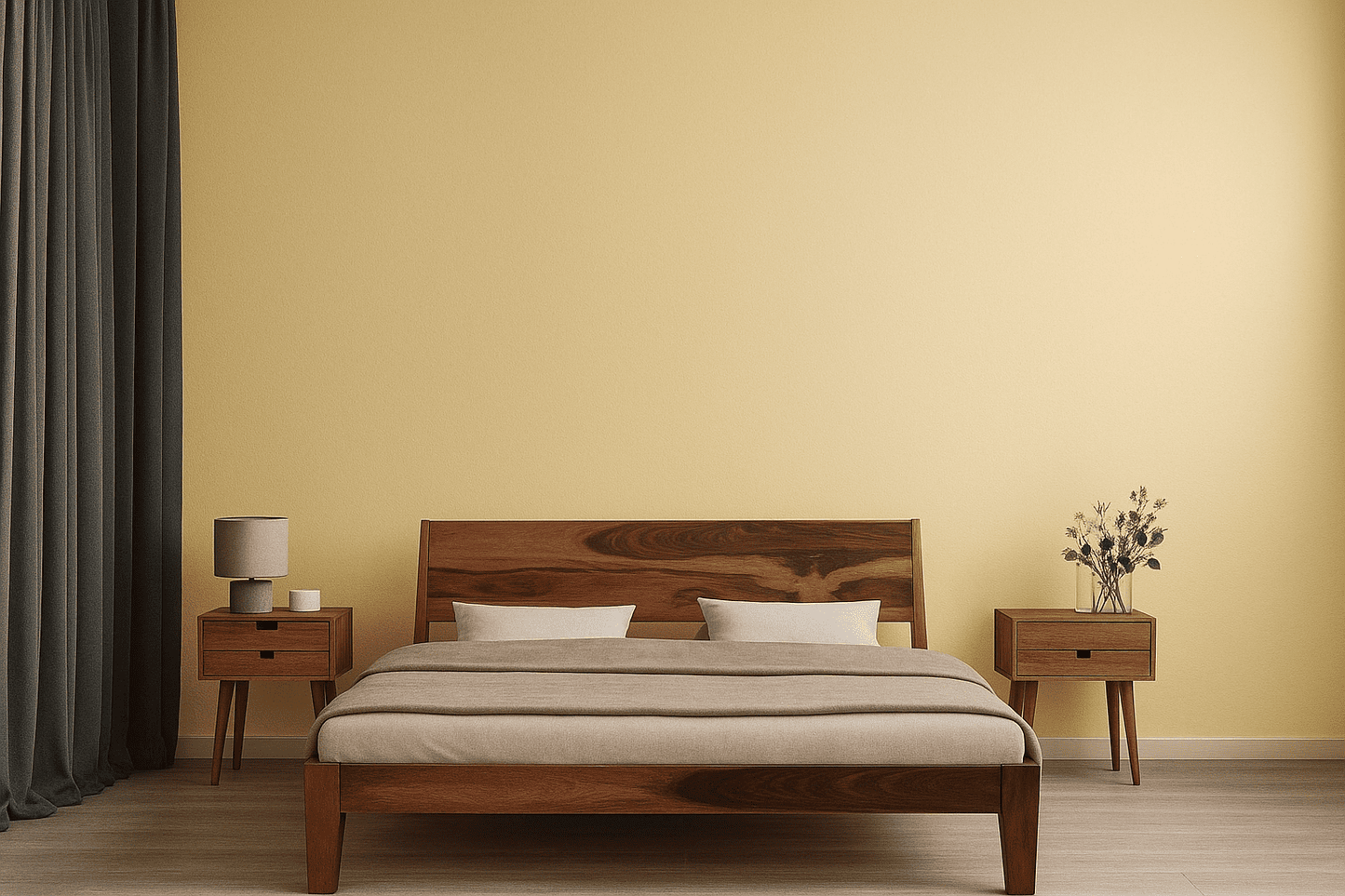 Jawa solid wood queen size bed walnut finishFerrowoods