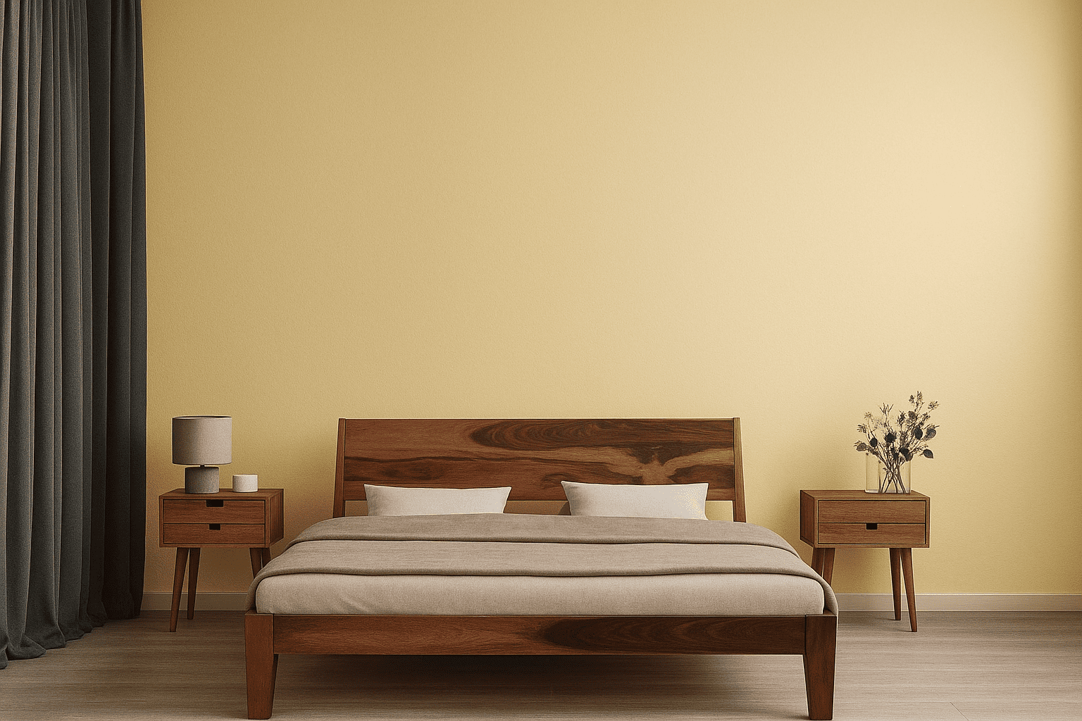 Jawa solid wood queen size bed walnut finishFerrowoods