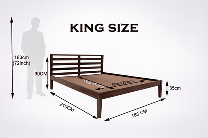 Kas solid wood King size walnut finish bedFerrowoods