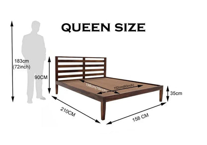 Kas solid wood queen size bed walnut finishFerrowoods
